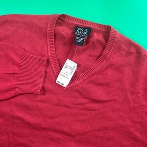 Jos A Bank Signature Collection Mens XL‎ Red Pima Cotton V Neck Sweater